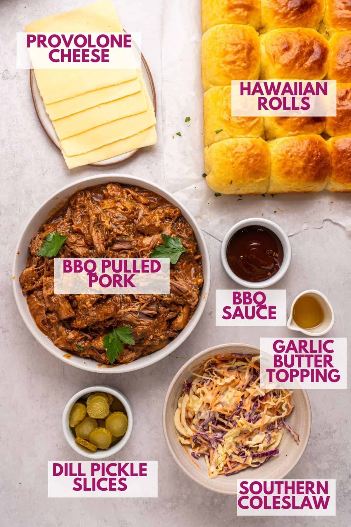 ingredients to make Barbecue pulled pork sliders