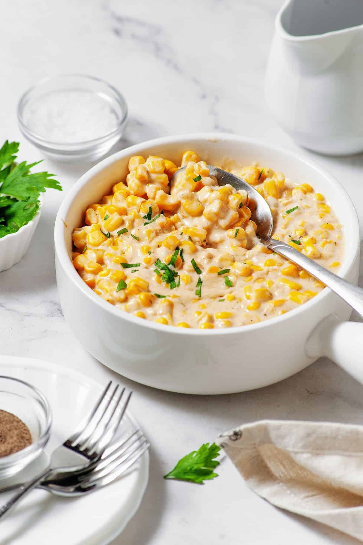 Creamed corn frozen corn simmered until tender and creamy