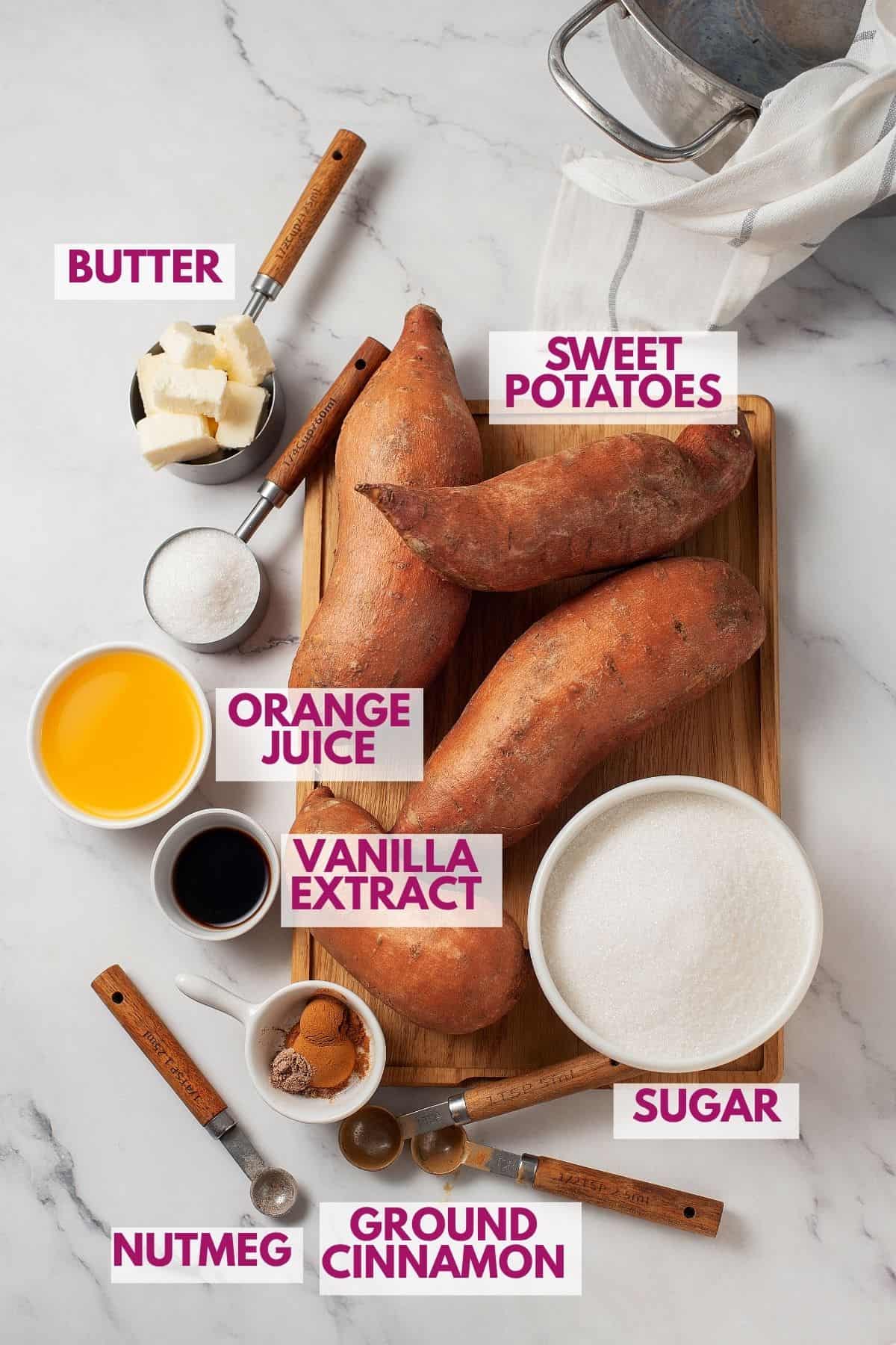 ingredients to make Southern candied yams