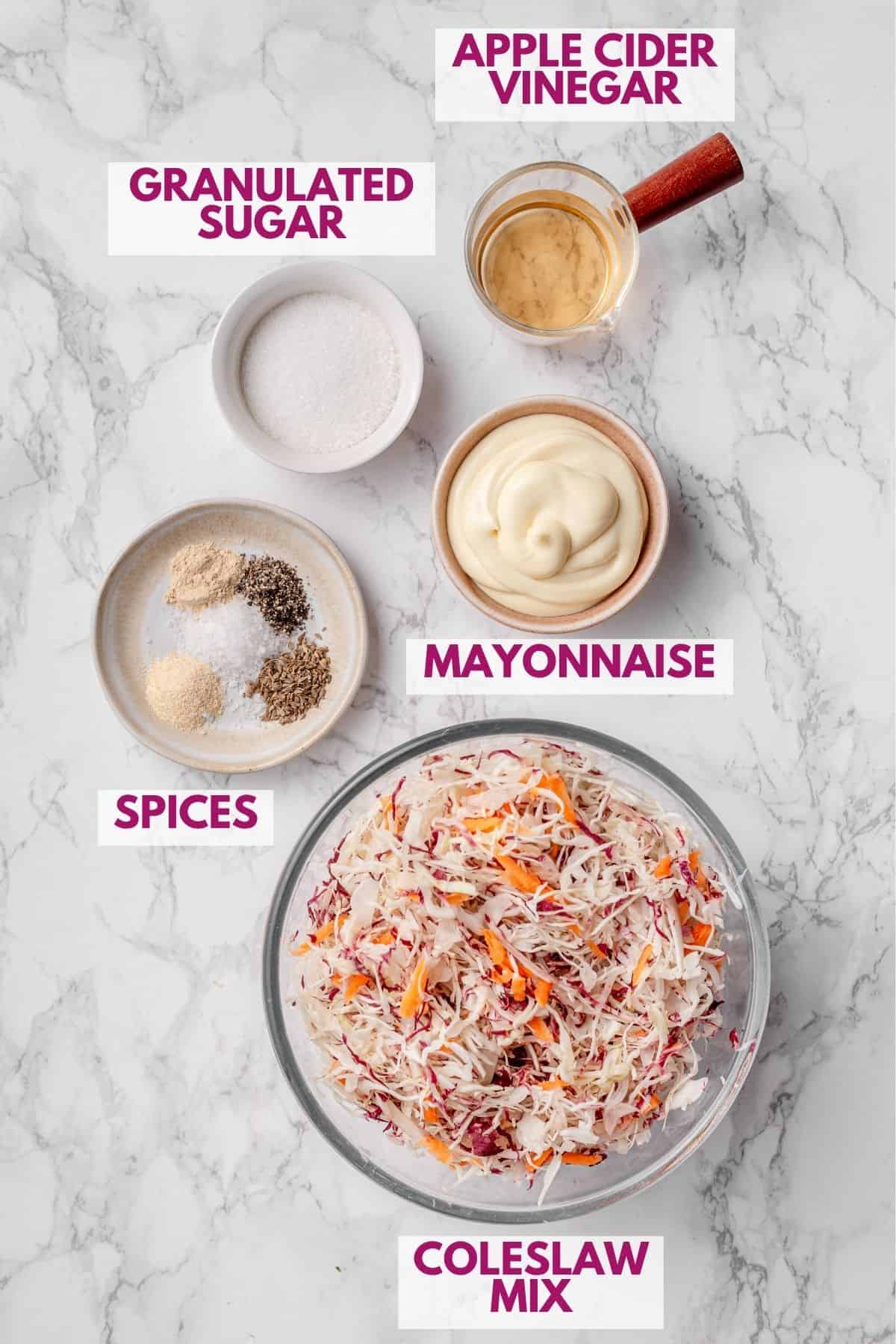 ingredients to make Southern coleslaw with creamy dressing