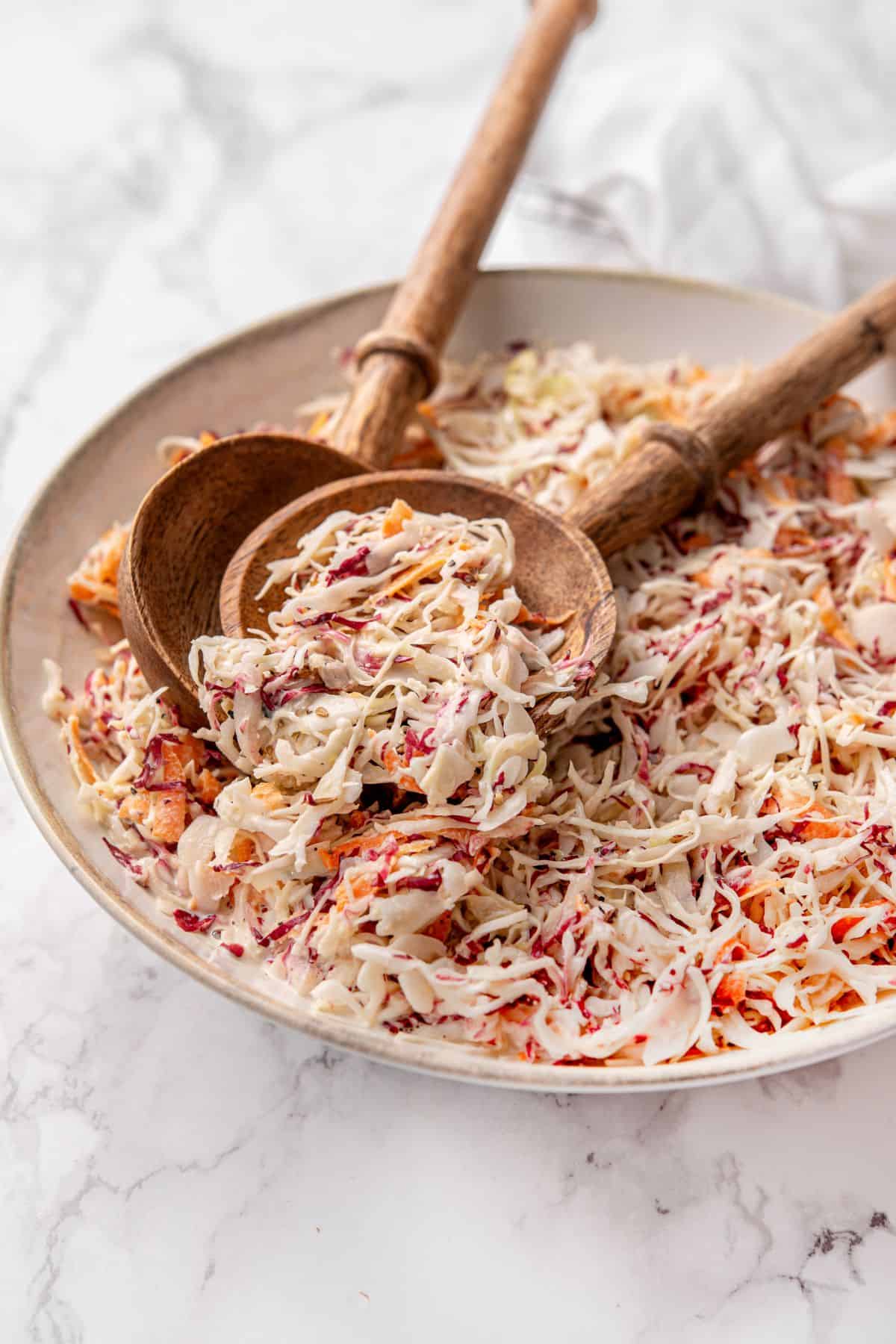 Coleslaw southern style with a sweet and tangy mayonnaise dressing