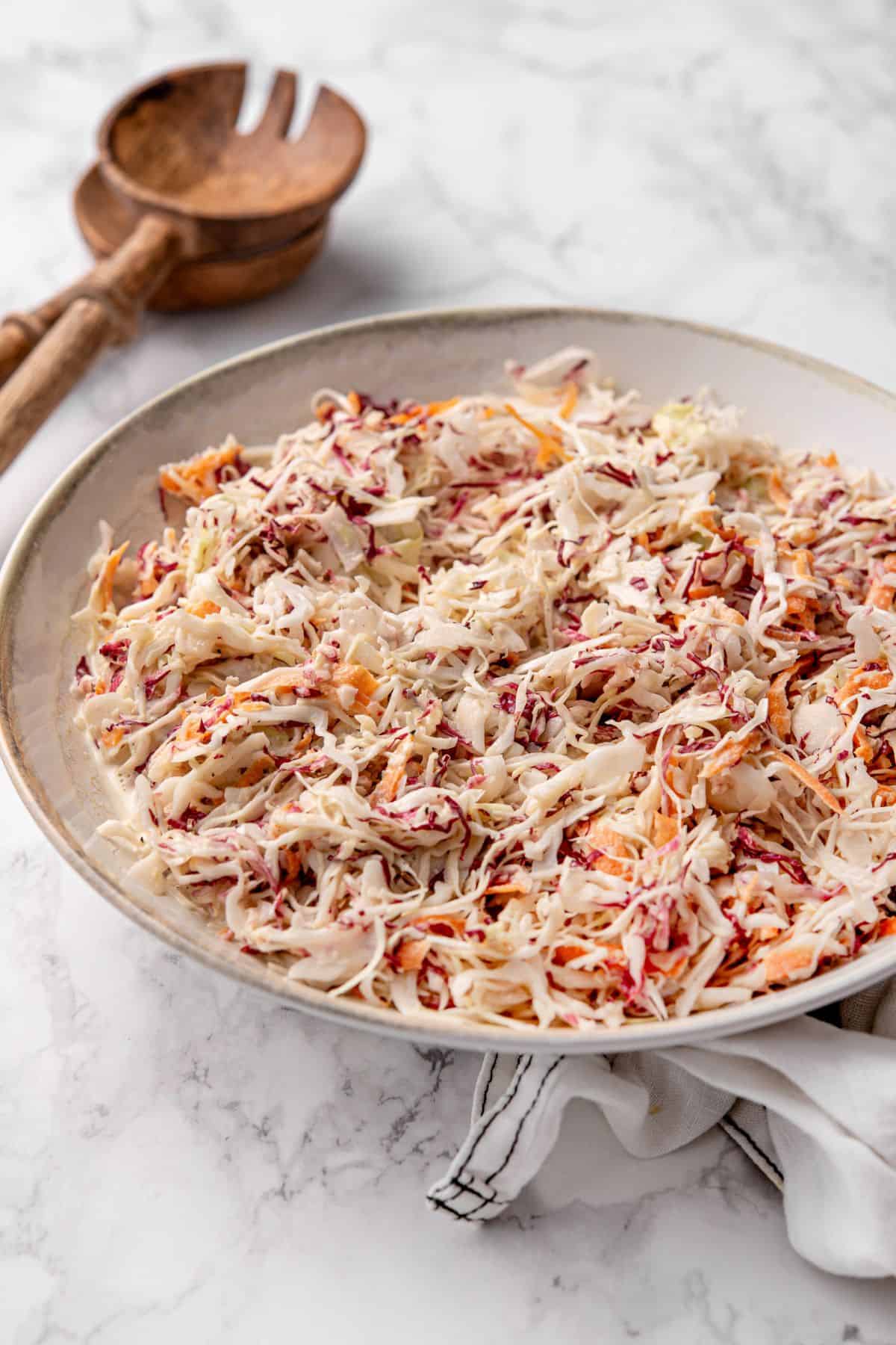 Homemade southern coleslaw served chilled as a classic side dish