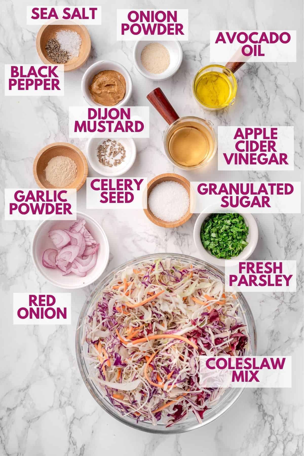 ingredients to make vinegar coleslaw recipe