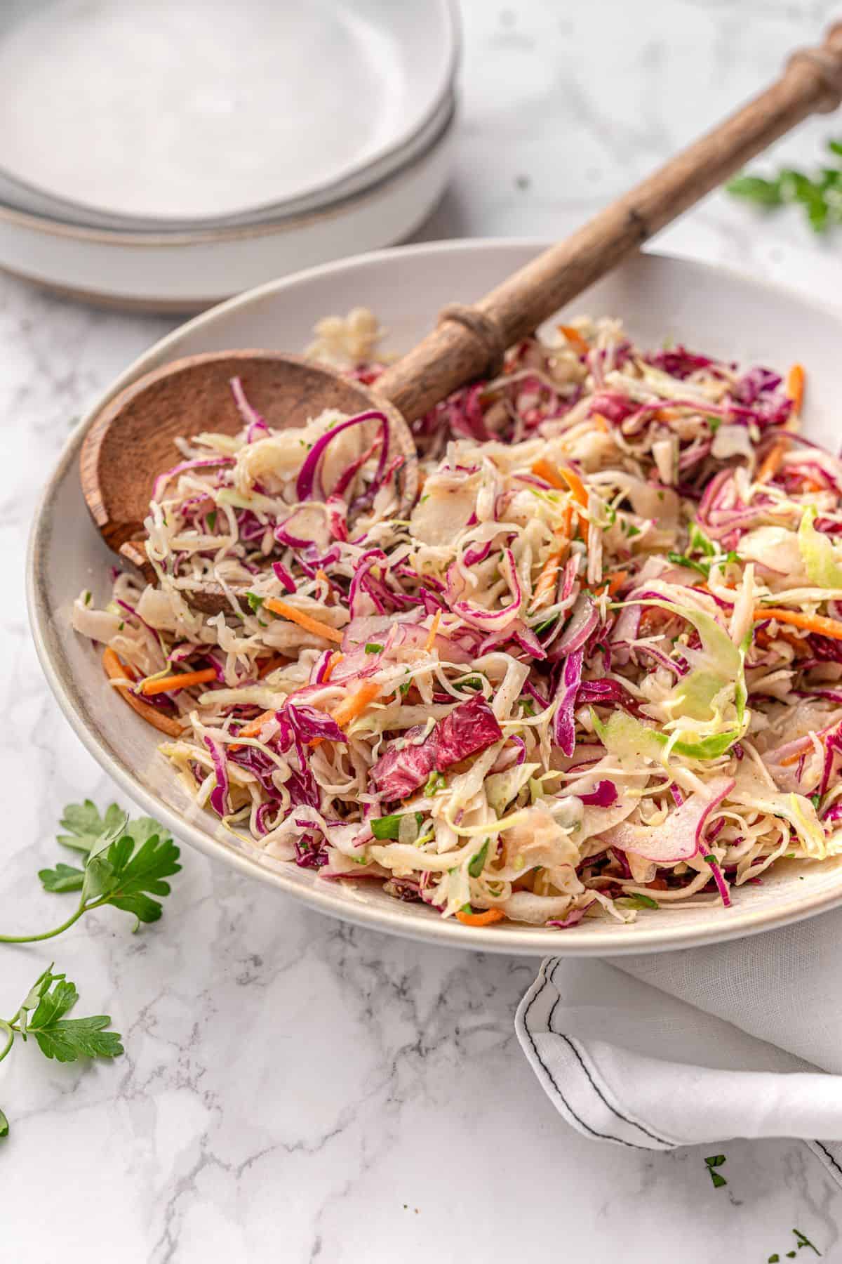 Recipe for coleslaw made with vinegar for an easy summer side dish