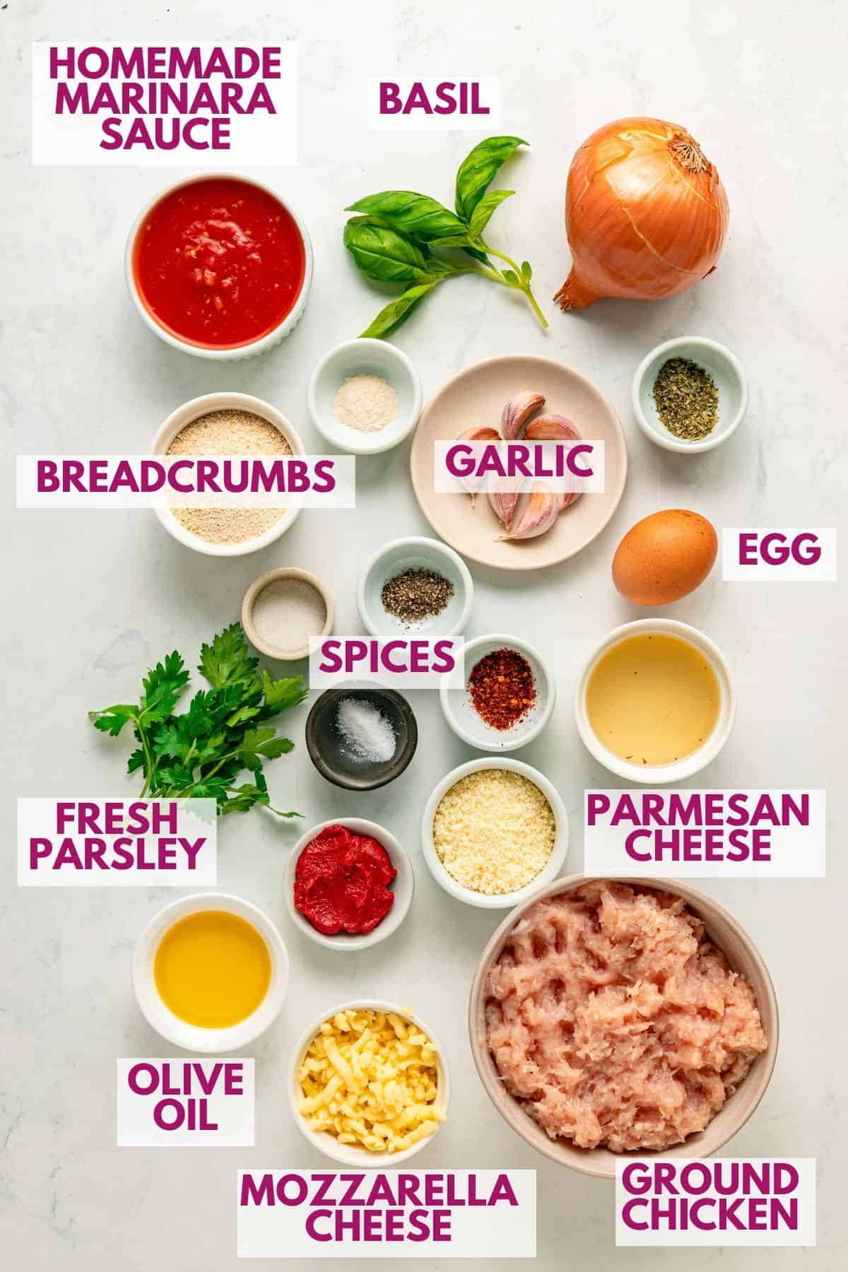ingredients to make Skillet chicken parmesan meatballs
