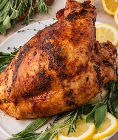 Bone in turkey breast recipe with juicy meat and flavorful roasted skin