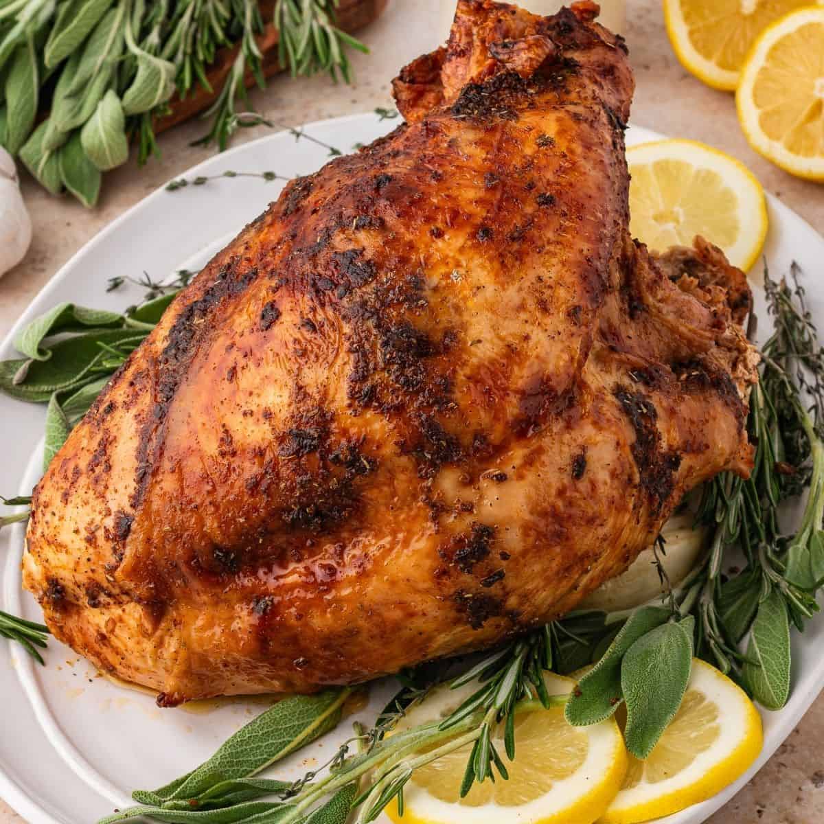 Bone in turkey breast recipe with juicy meat and flavorful roasted skin