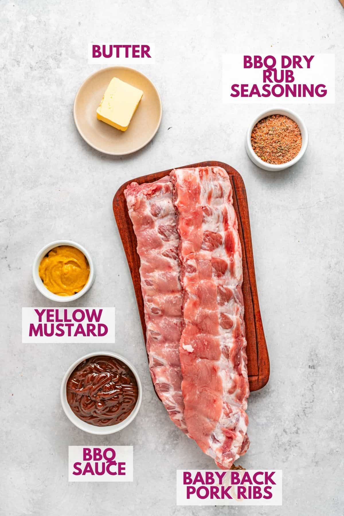 ingredients to make tender oven-baked ribs