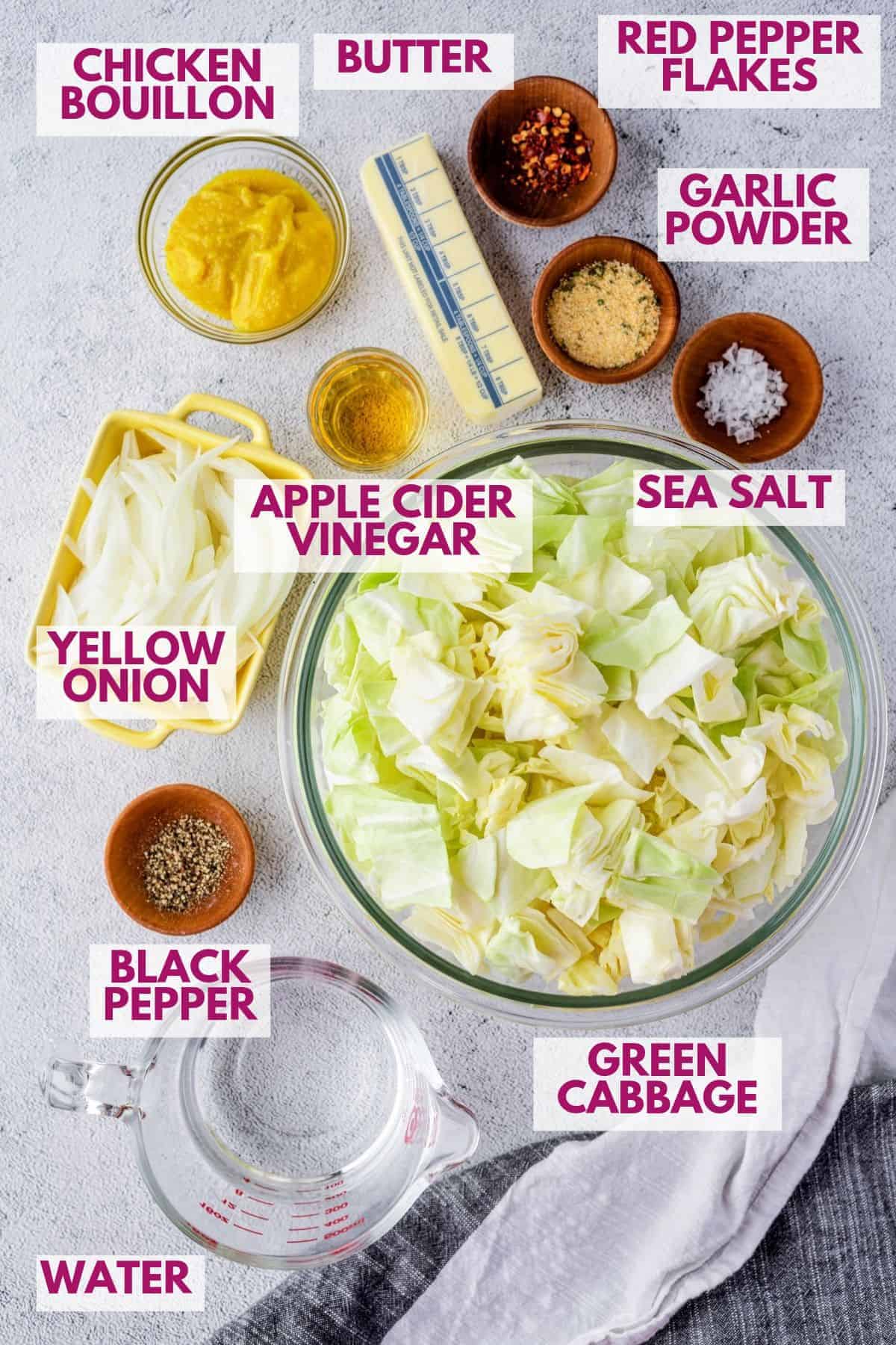 ingredients to make Southern cabbage recipe
