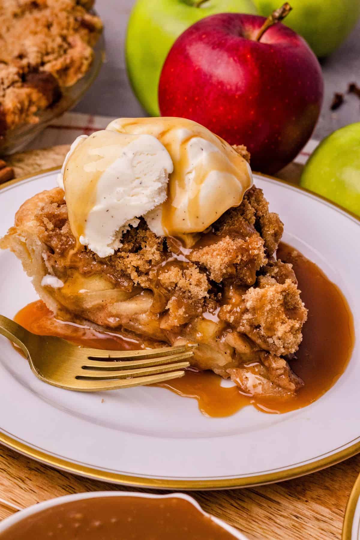 Dutch apple pie recipe with rich cinnamon-spiced apples and a buttery crumble baked until golden