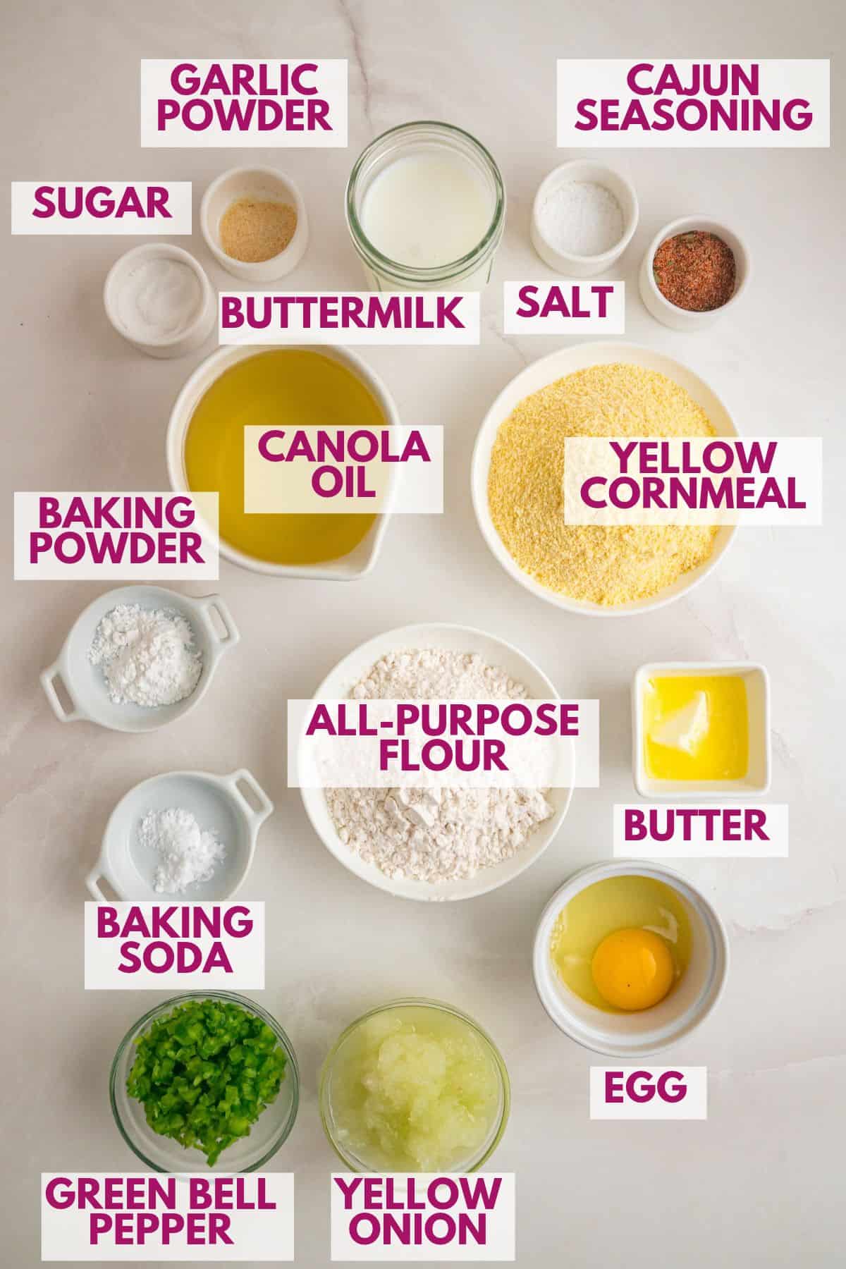 ingredients to make homemade hush puppies recipe