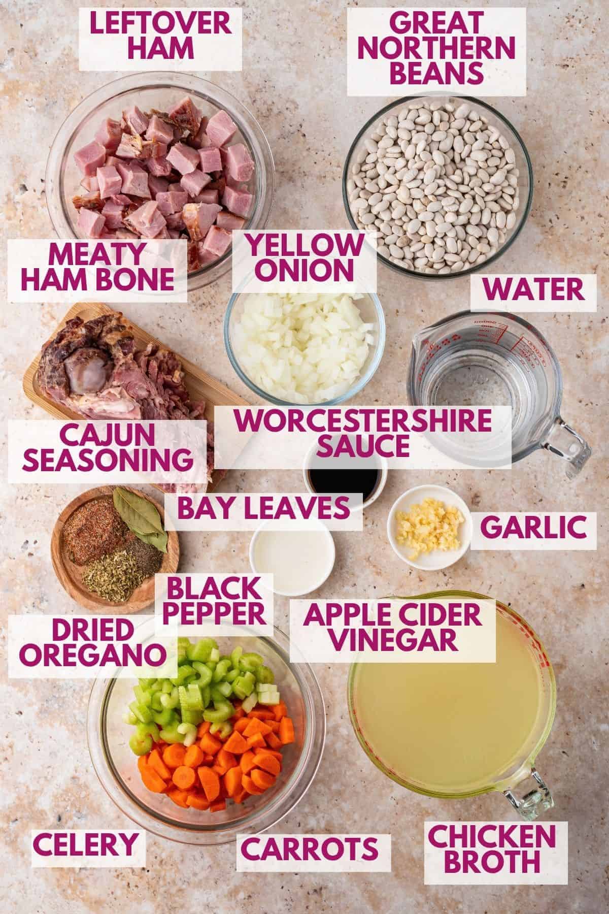 ingredients to make Crockpot ham and beans soup