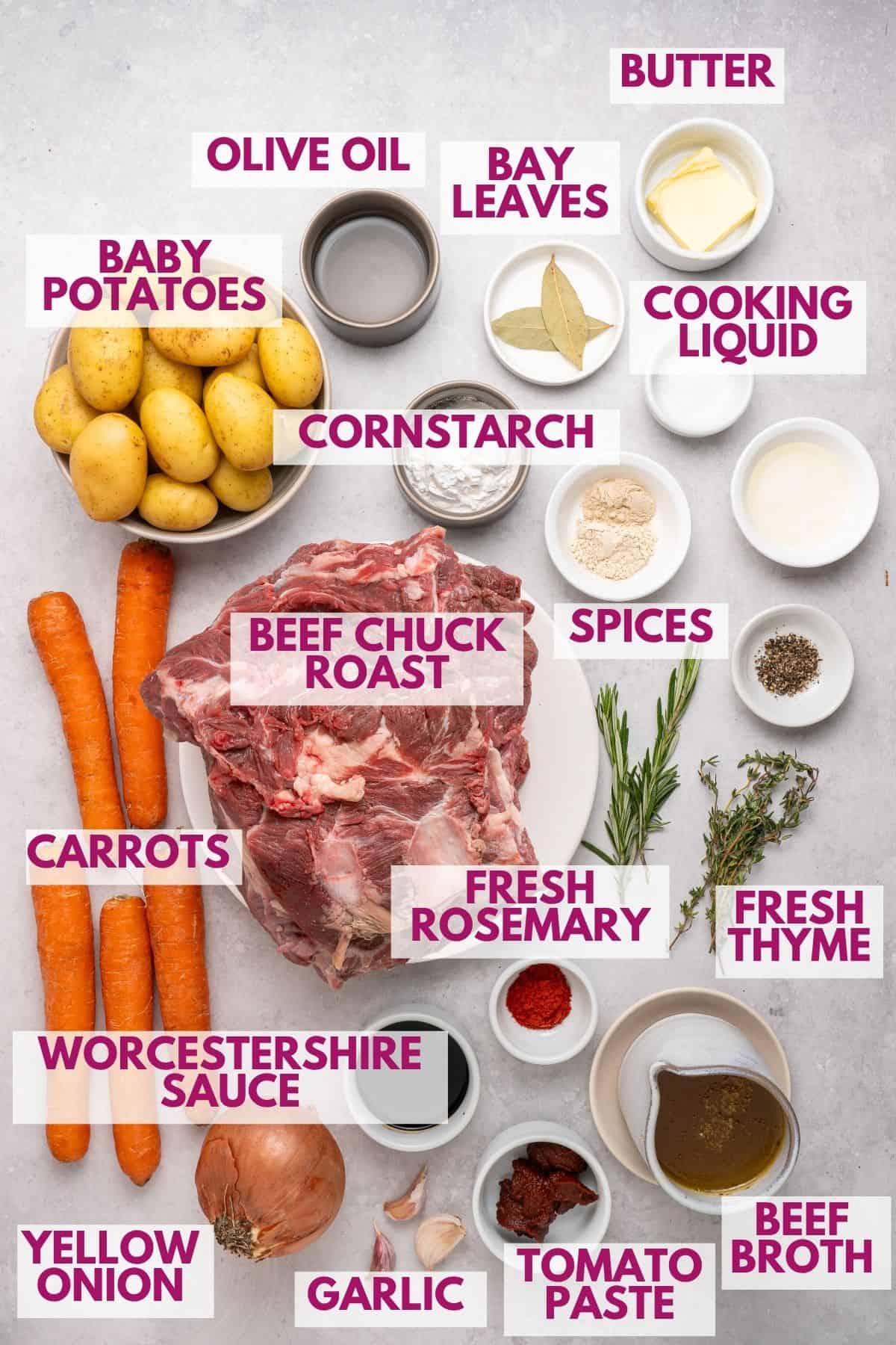 ingredients to make Chuck pot roast in slow cooker